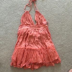 Free People Style Ruffled Peach Dress